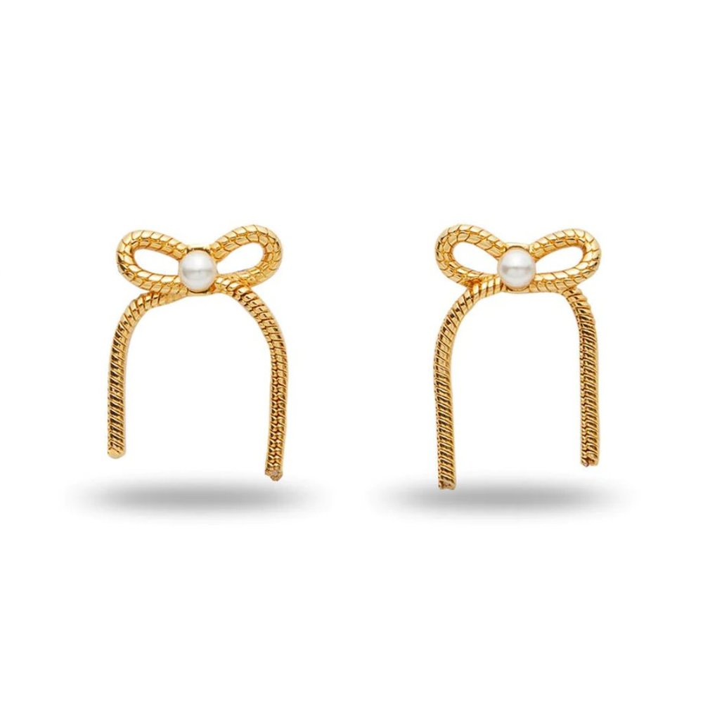 Lele Sadoughi Gold Bow Stud Earrings